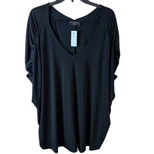 SALE Lane Bryant Black V Neck‎ Dolman Sleeve Tunic Top Shirt Size 26 28